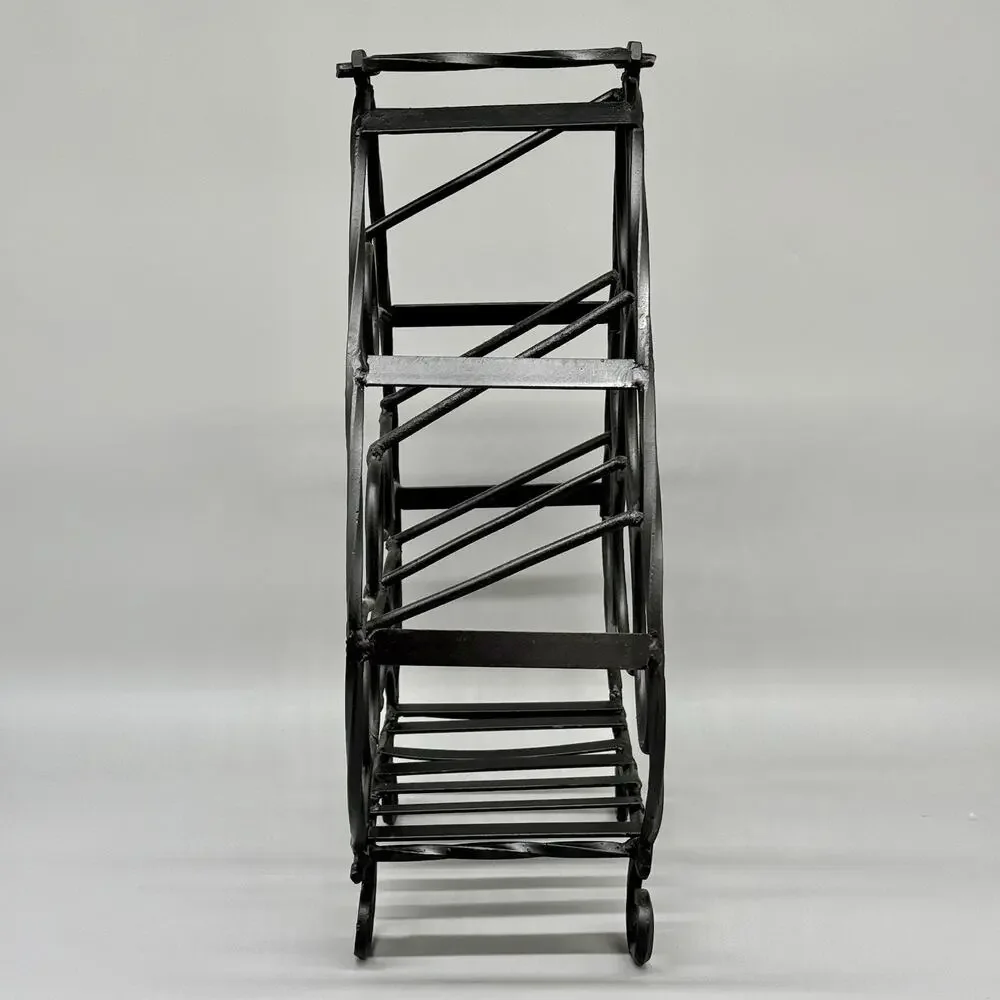 Wrought Iron 6 Bottle Tabletop Wine Rack Rustic Home Decor Storage With Handle